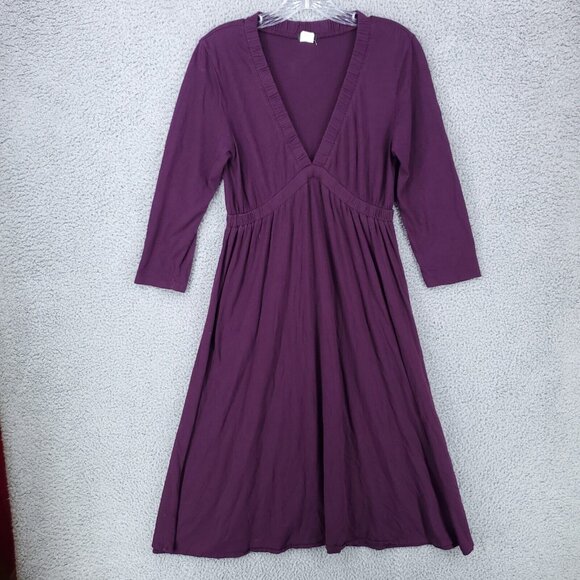 J Crew Dress Womens Medium M Long Sleeve v neck Purple - Picture 1 of 6